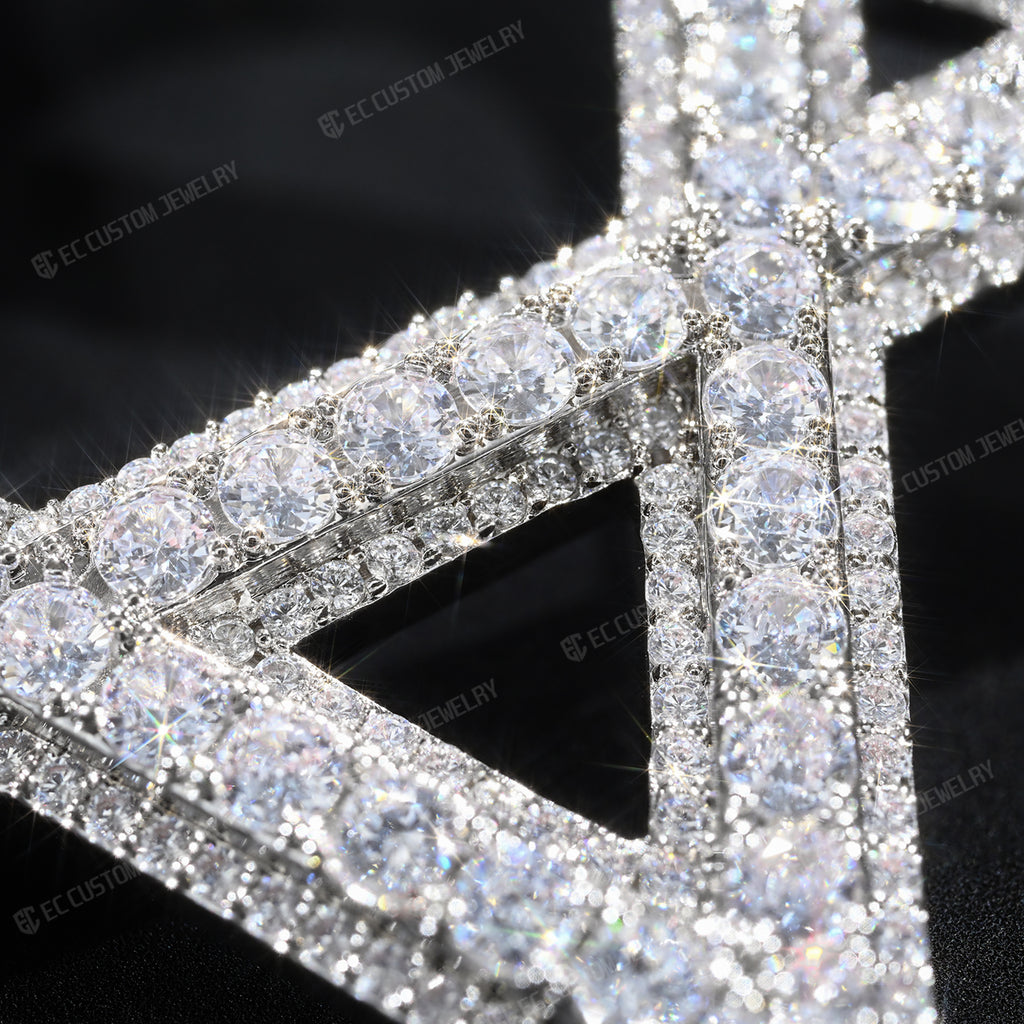 Ultimate Round Heart Pentagram Moissanite Pendant Hip Hop 3