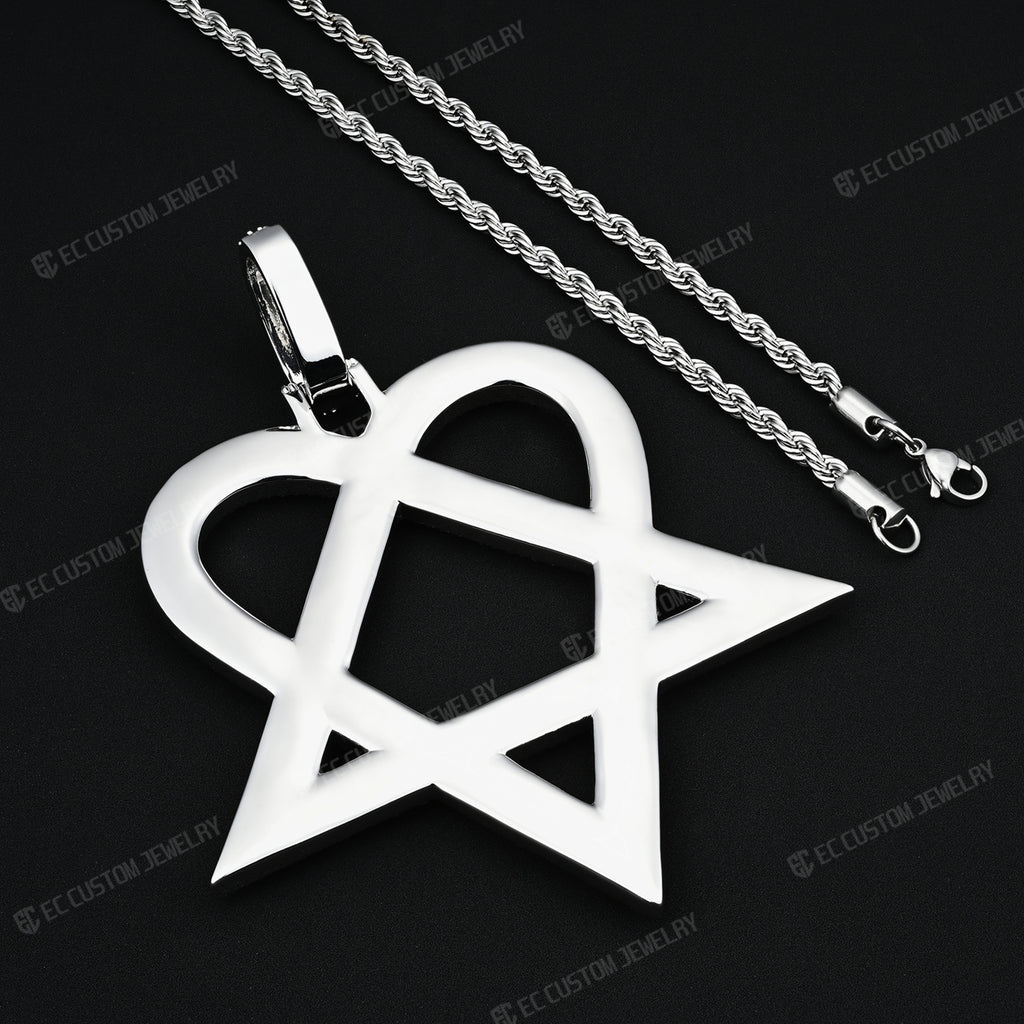 Ultimate Round Heart Pentagram Moissanite Pendant Hip Hop 5