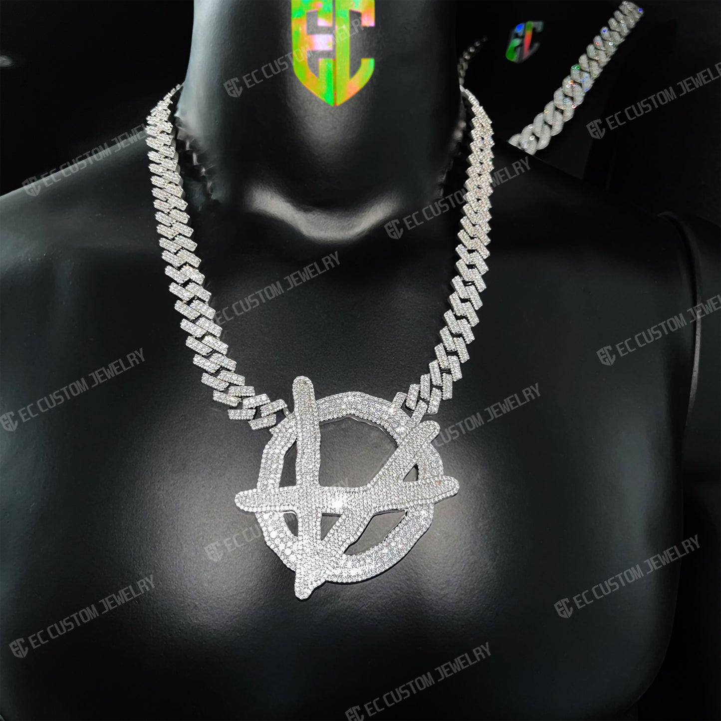 Upside Down Anarchy Logo Chain iced out anarchy necklace hip hop bling jewelry 