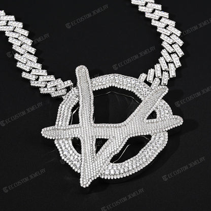 Upside Down Anarchy Logo Chain iced out anarchy necklace hip hop bling jewelry 1