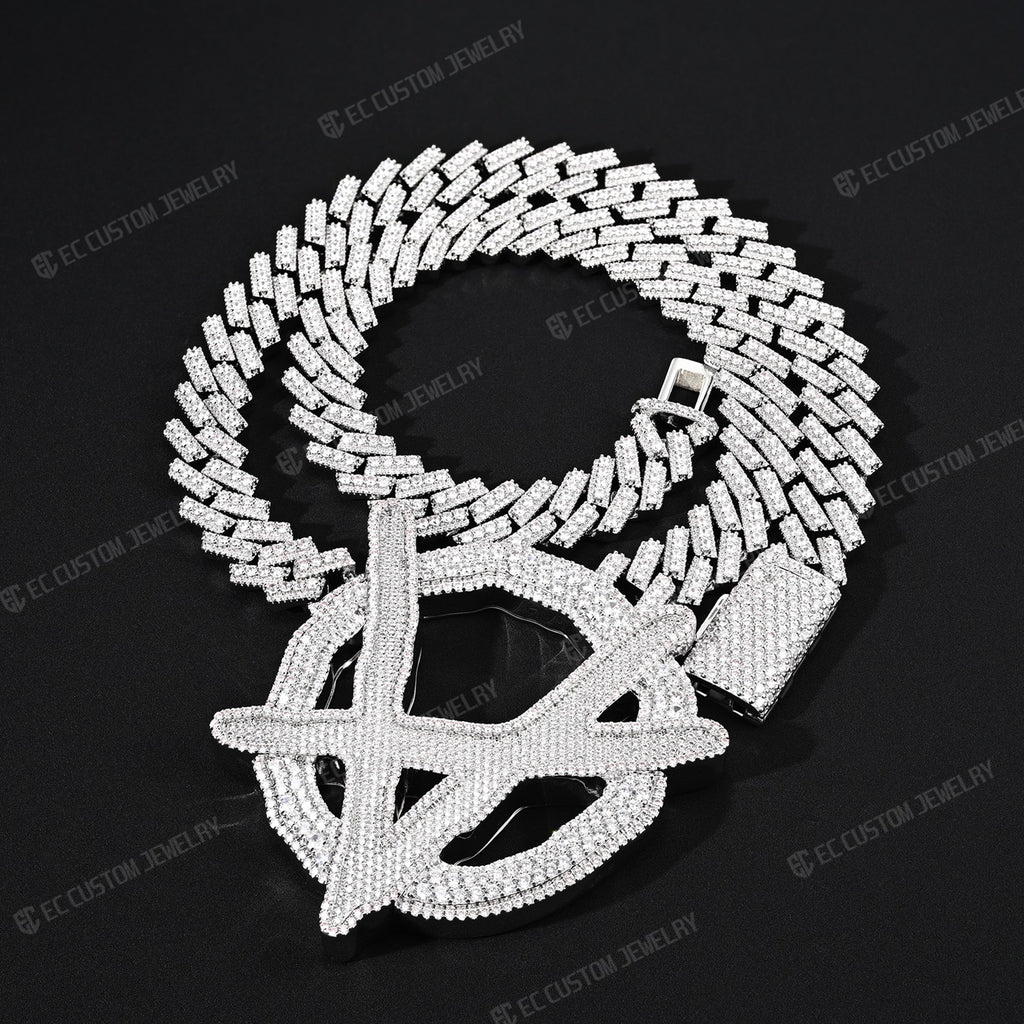 Upside Down Anarchy Logo Chain iced out anarchy necklace hip hop bling jewelry 2