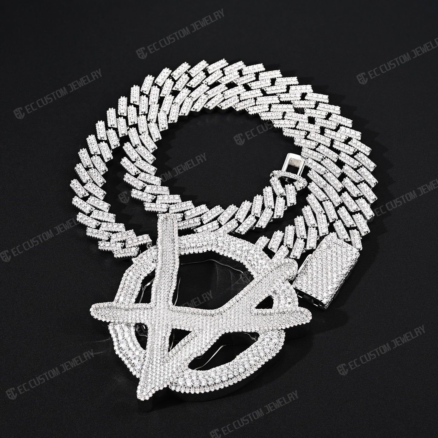 Upside Down Anarchy Logo Chain iced out anarchy necklace hip hop bling jewelry 2