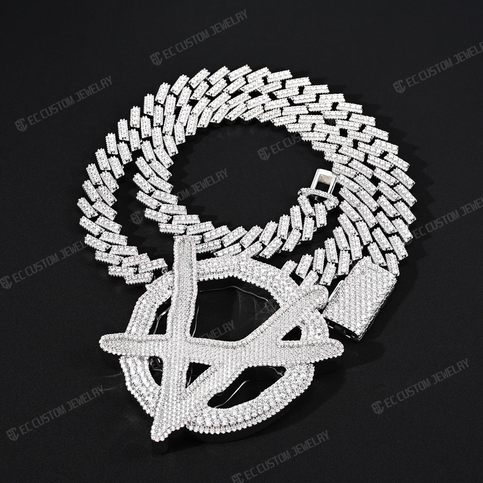 Upside Down Anarchy Logo Chain iced out anarchy necklace hip hop bling jewelry 2