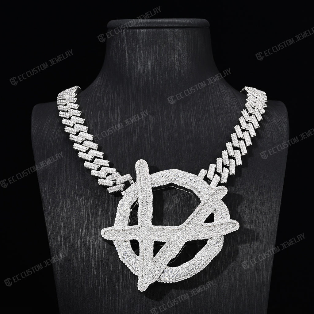 Upside Down Anarchy Logo Chain iced out anarchy necklace hip hop bling jewelry 6
