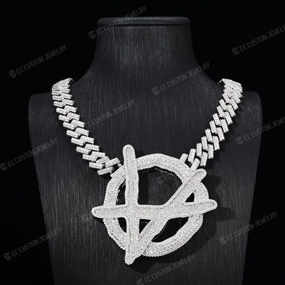 Upside Down Anarchy Logo Chain iced out anarchy necklace hip hop bling jewelry 6