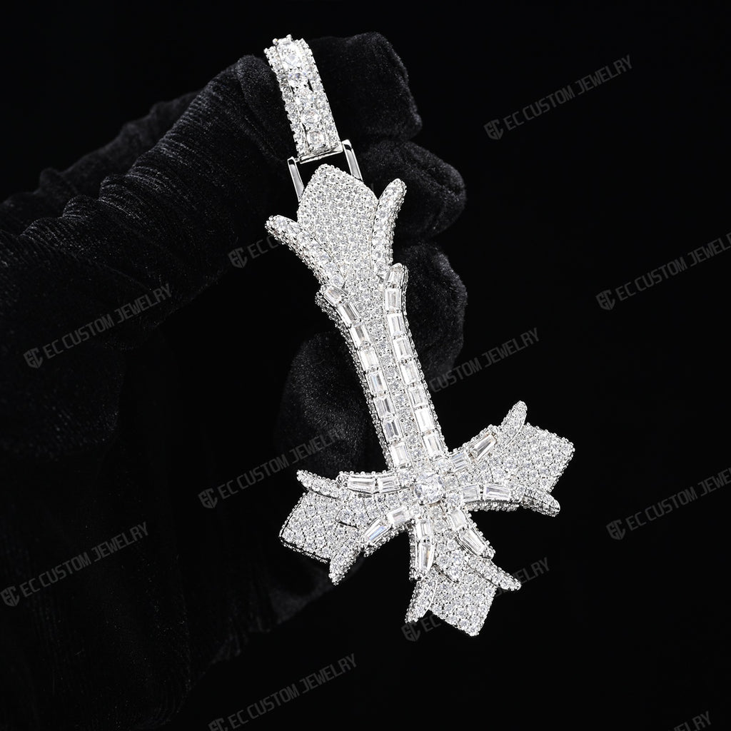 Upside down Gothic Cross vampire cross pendant iced out inverted cross rapper hiphop jewelry 3