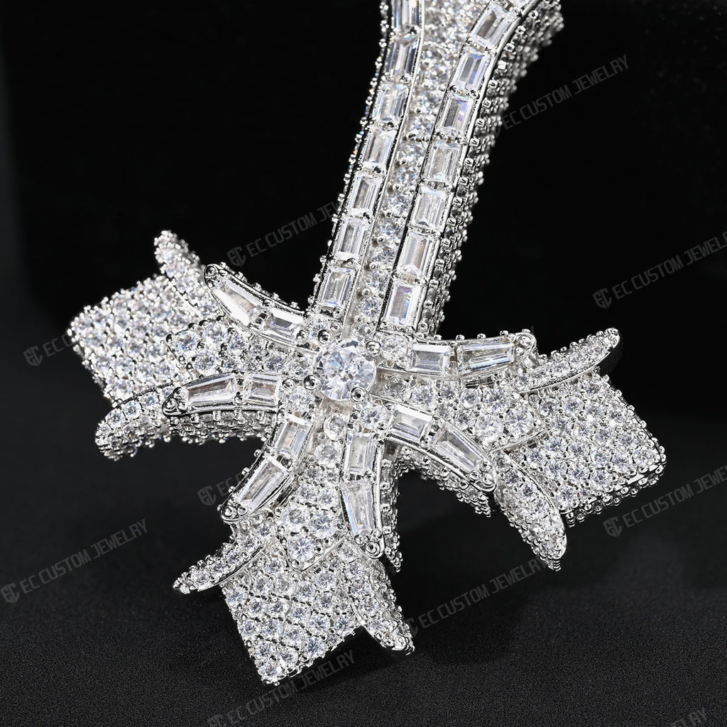 Upside down Gothic Cross vampire cross pendant iced out inverted cross rapper hiphop jewelry 6