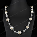 15MM Fully Iced Out White Pearl Moissanite Beaded Necklace Chain