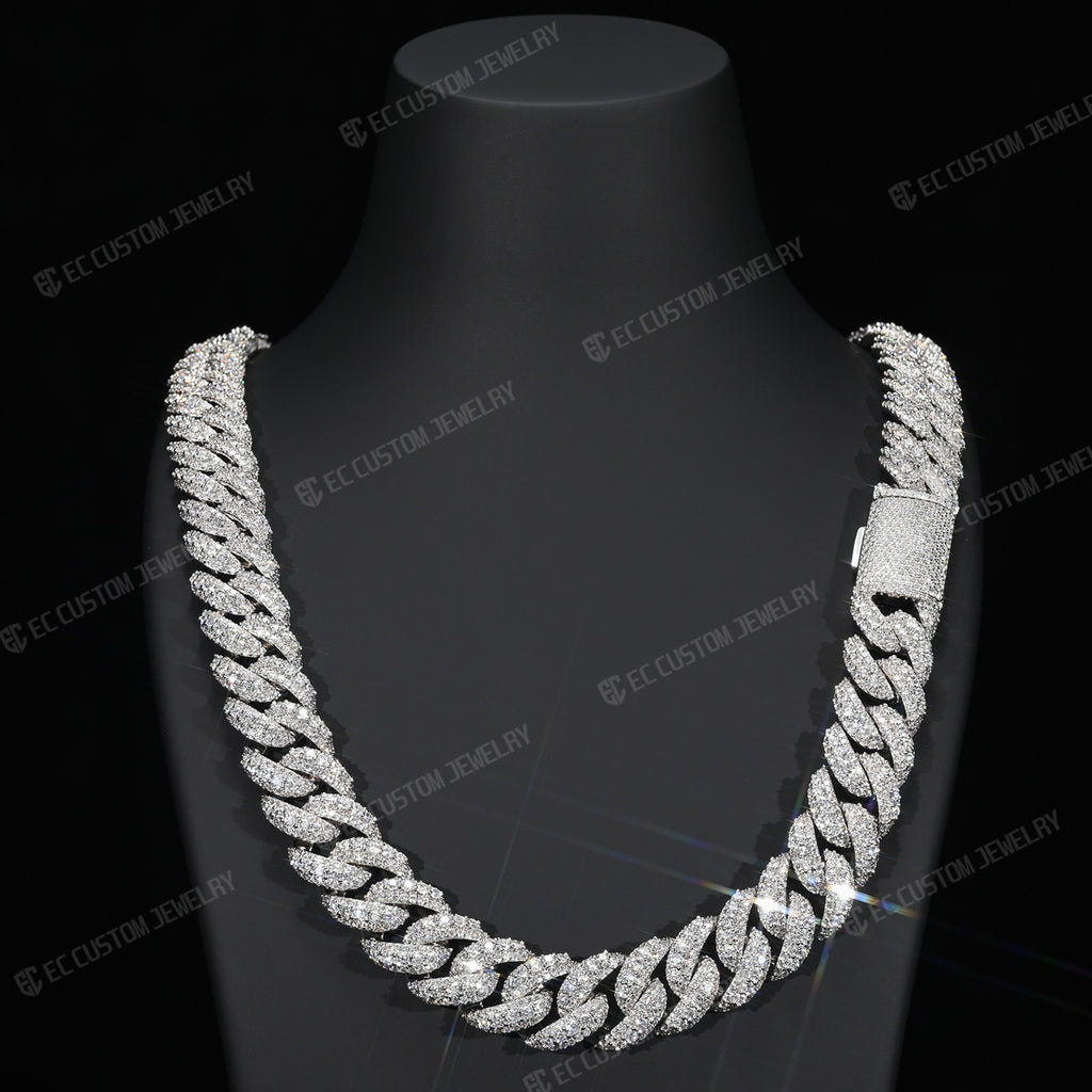 Custom Iced Out Cuban Link Chains Irregular Link Moissanite Necklace