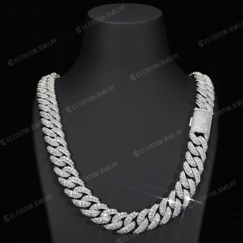 Wavy shaped Cuban link irregular diamond Cuban necklace Bold Moissanite hip hop chain men s jewelry