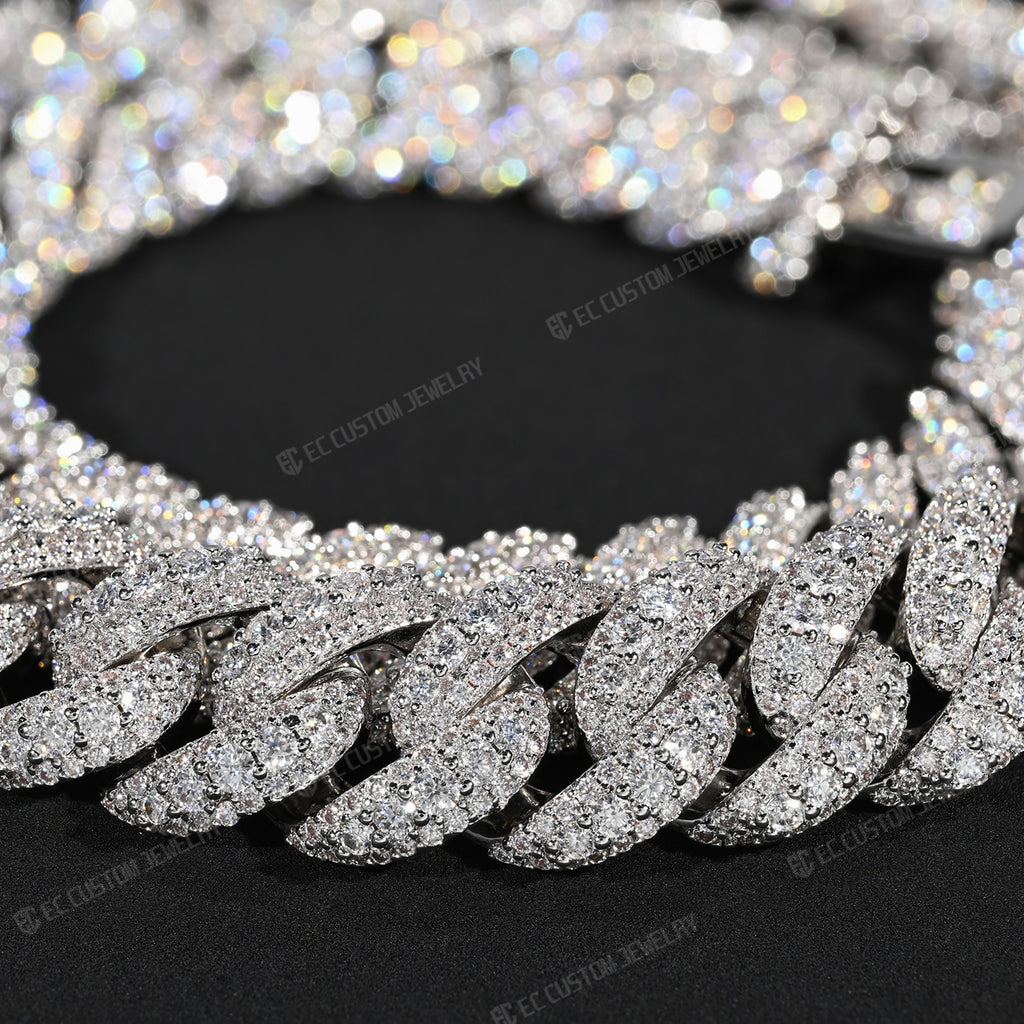 Custom Iced Out Cuban Link Chains Irregular Link Moissanite Necklace
