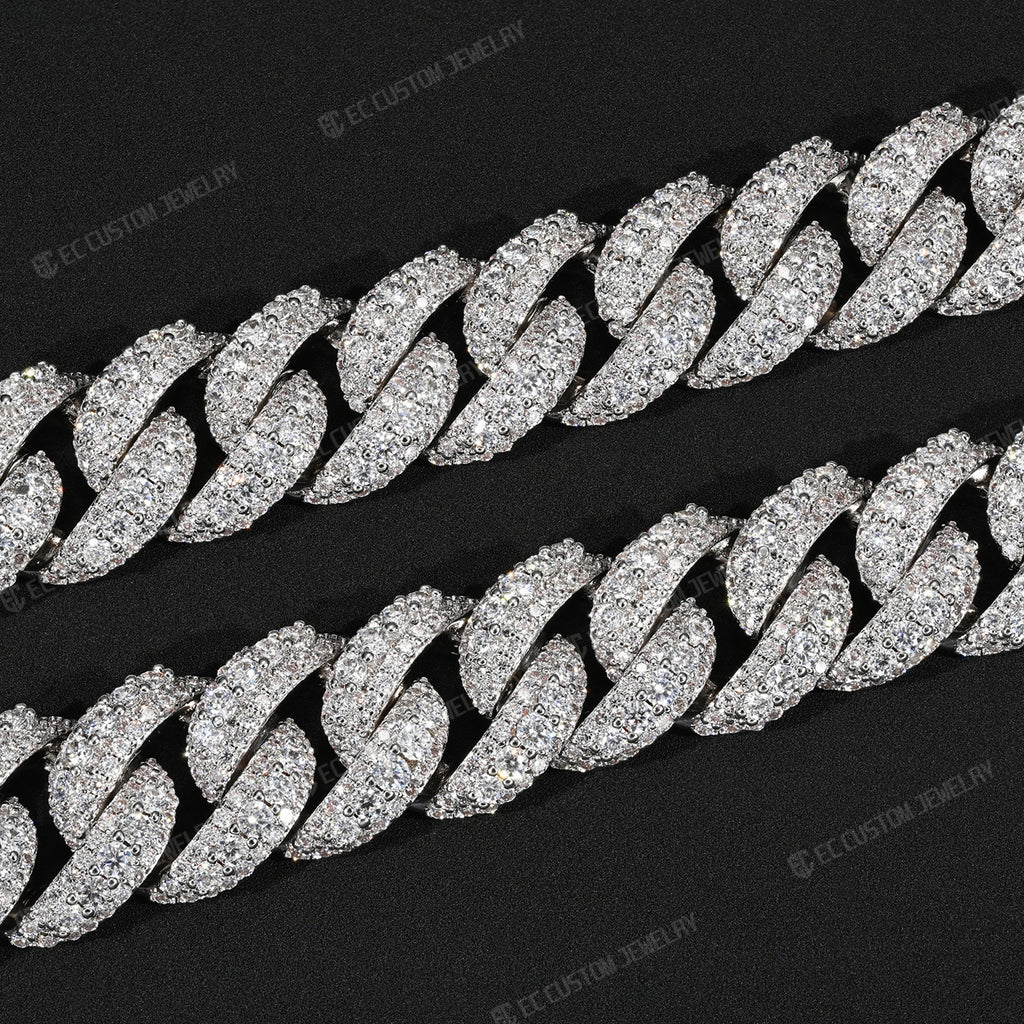 Custom Iced Out Cuban Link Chains Irregular Link Moissanite Necklace