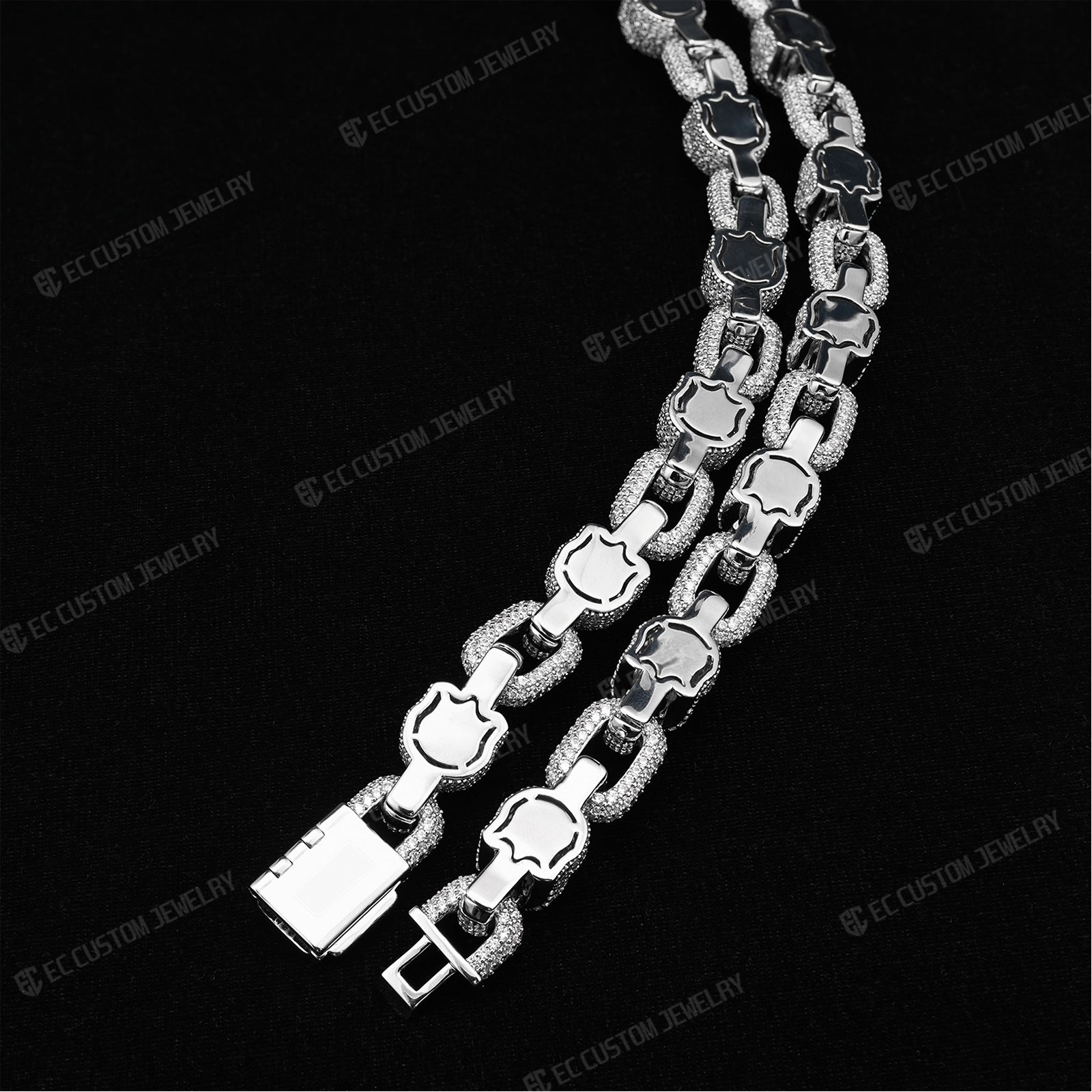 Yeat Style skull Chain Skeleton Chain Necklace Iced Out-S925 Silver 1