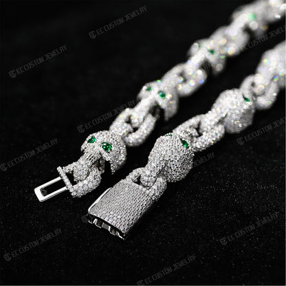 Yeat Style skull Chain Skeleton Chain Necklace Iced Out-S925 Silver 2