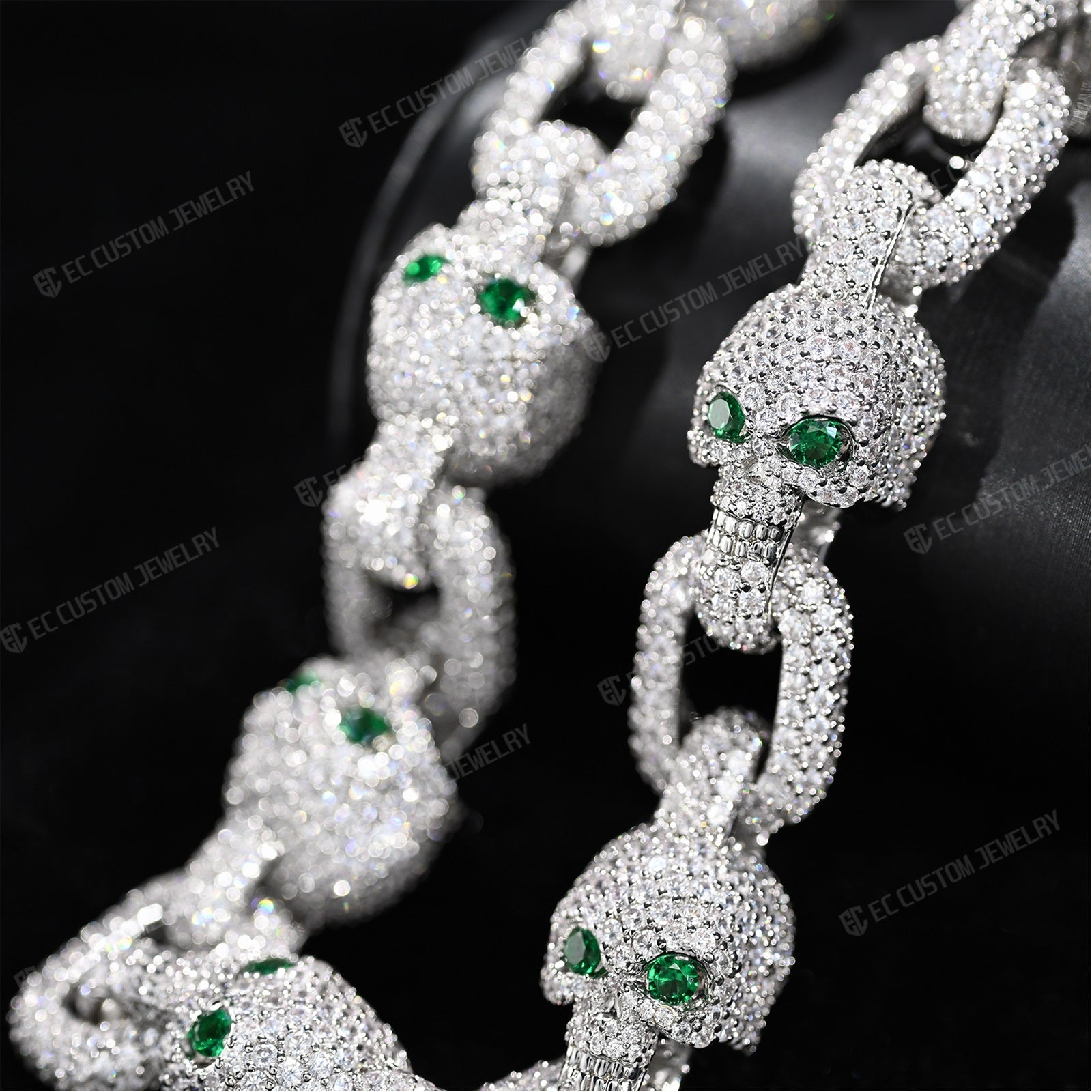 Yeat Style skull Chain Skeleton Chain Necklace Iced Out-S925 Silver 4