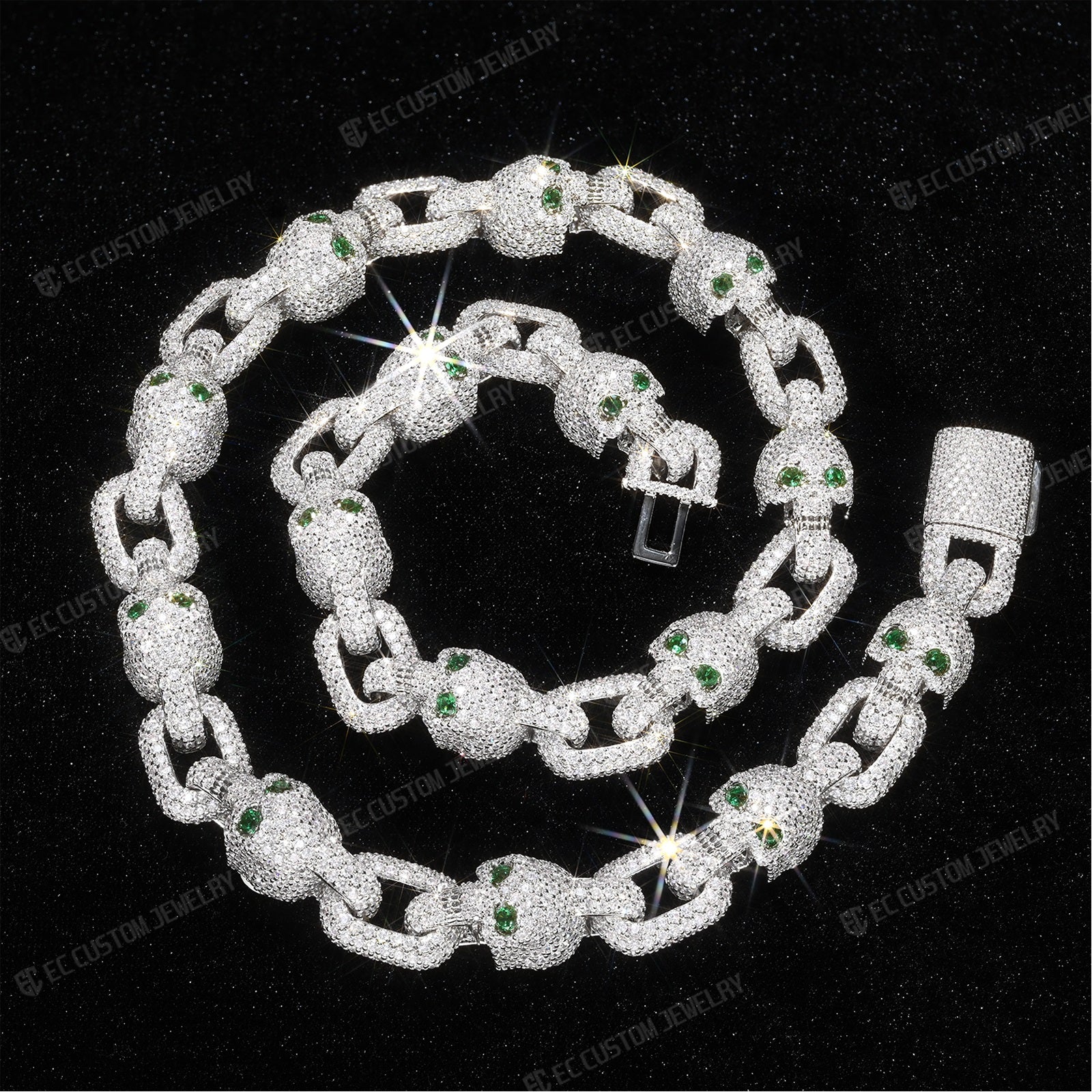 Yeat Style skull Chain Skeleton Chain Necklace Iced Out-S925 Silver 5