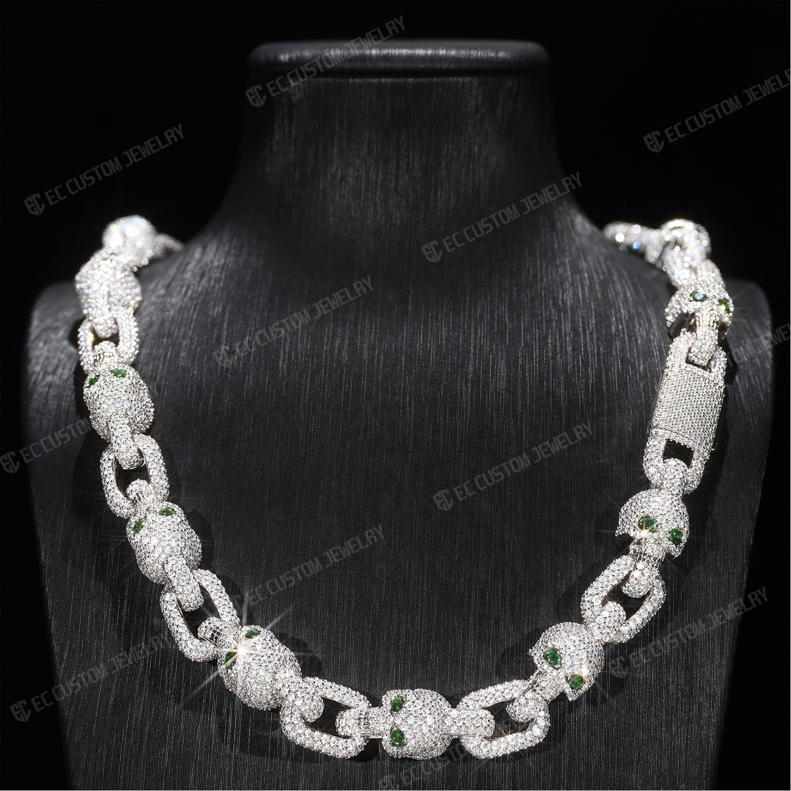 Yeat Style skull Chain Skeleton Chain Necklace Iced Out-S925 Silver 7