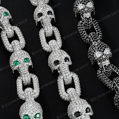 Yeat style skull bracelet iced out skeleton bracelet chain full inlaid diamond bold bracelet 