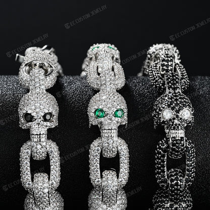 Yeat style skull bracelet iced out skeleton bracelet chain full inlaid diamond bold bracelet 