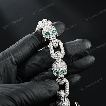 Yeat style skull bracelet iced out skeleton bracelet chain full inlaid diamond bold bracelet 