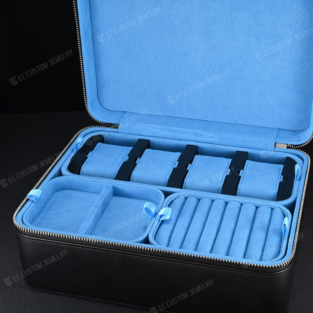 black blue inside hip hop jewelry box iced out chain case watch diamond pendant keeping 9