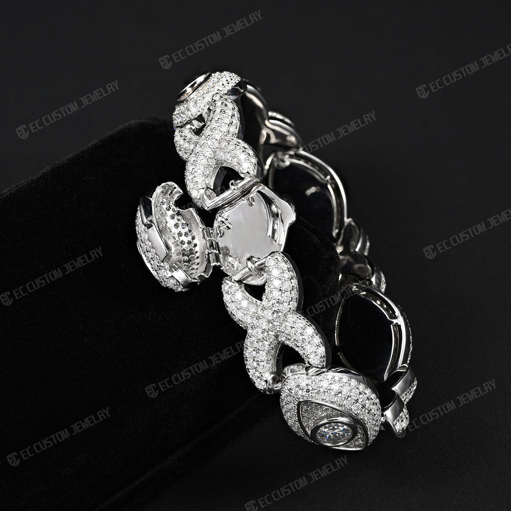 Iced Out Evil Eye Infinity Cuban Link Bracelet