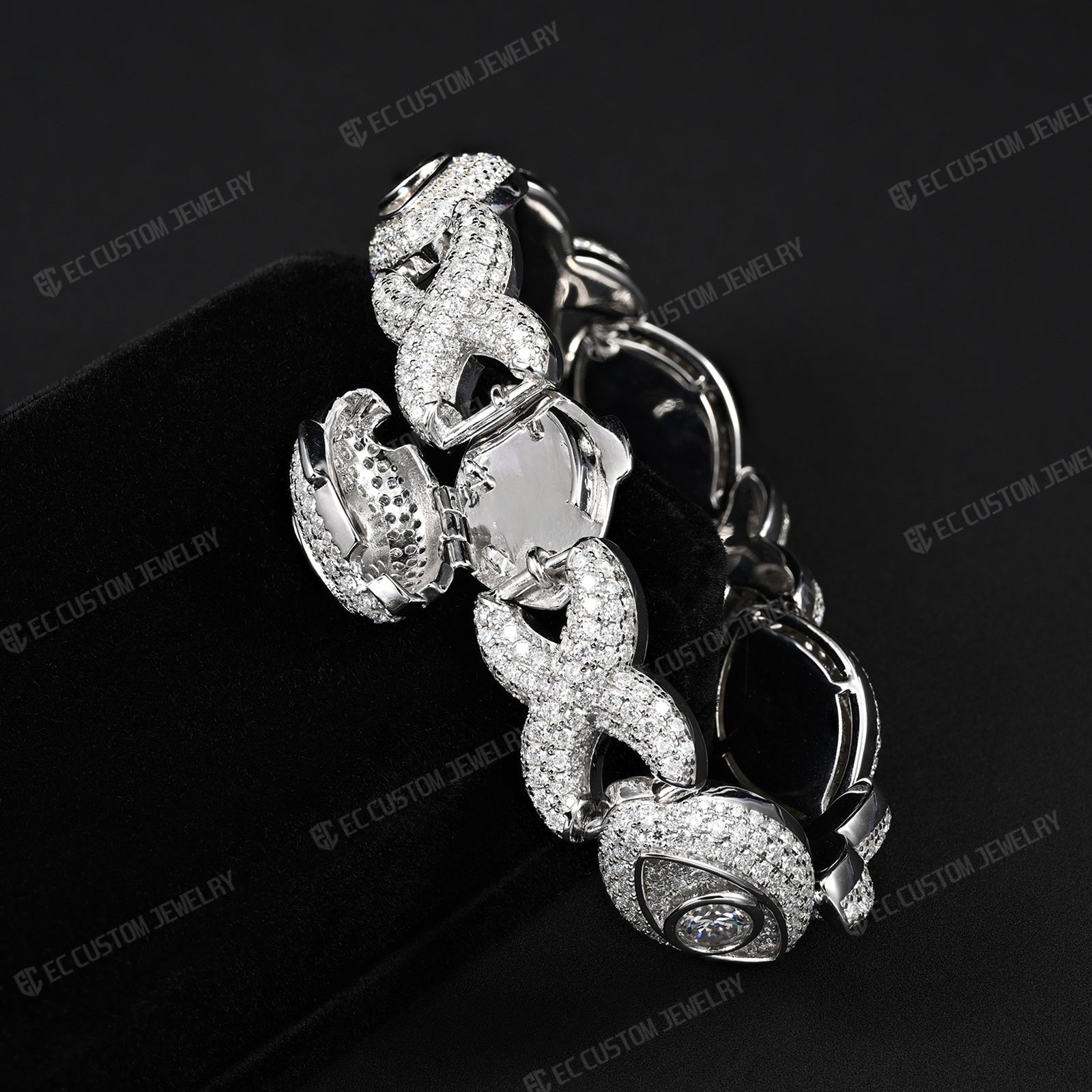 Iced Out Evil Eye Infinity Cuban Link Bracelet