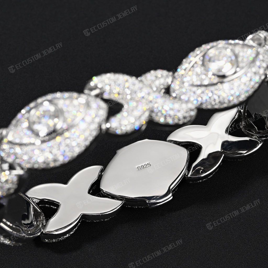 Iced Out Evil Eye Infinity Cuban Link Bracelet