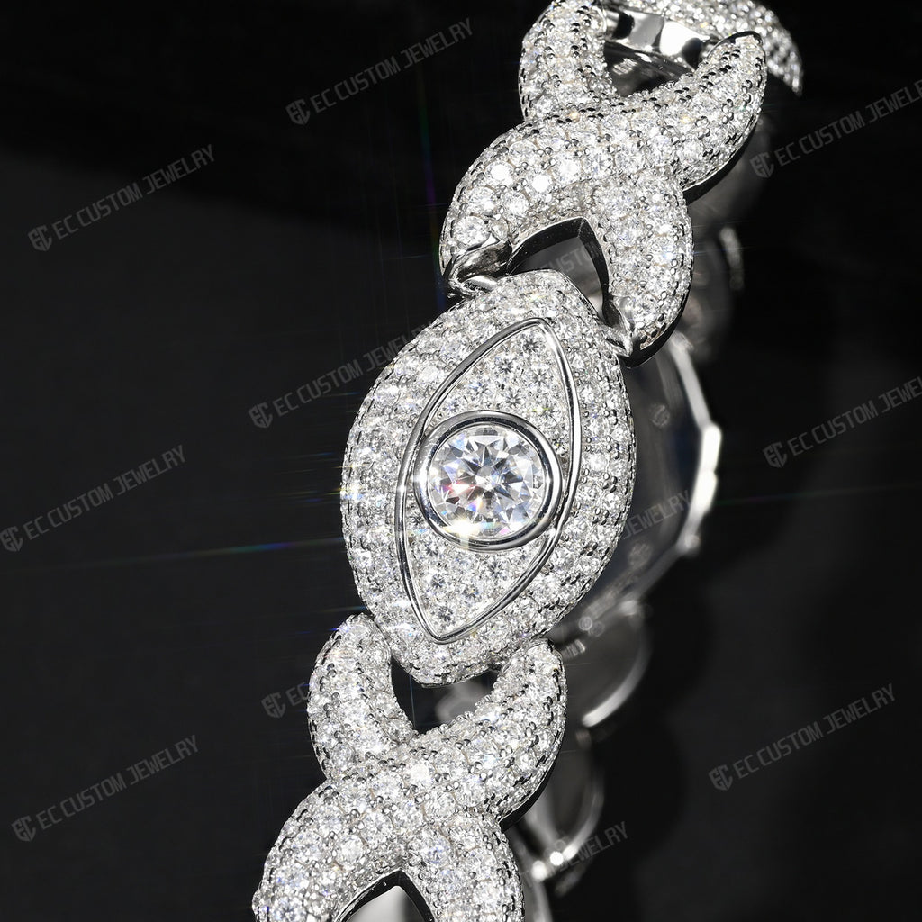 Iced Out Evil Eye Infinity Cuban Link Bracelet