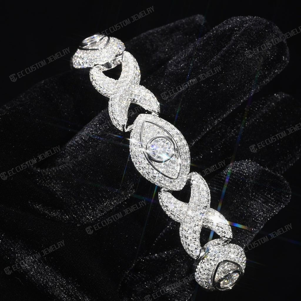 Iced Out Evil Eye Infinity Cuban Link Bracelet