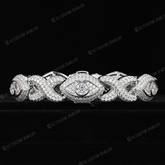 Iced Out Evil Eye Infinity Cuban Link Bracelet