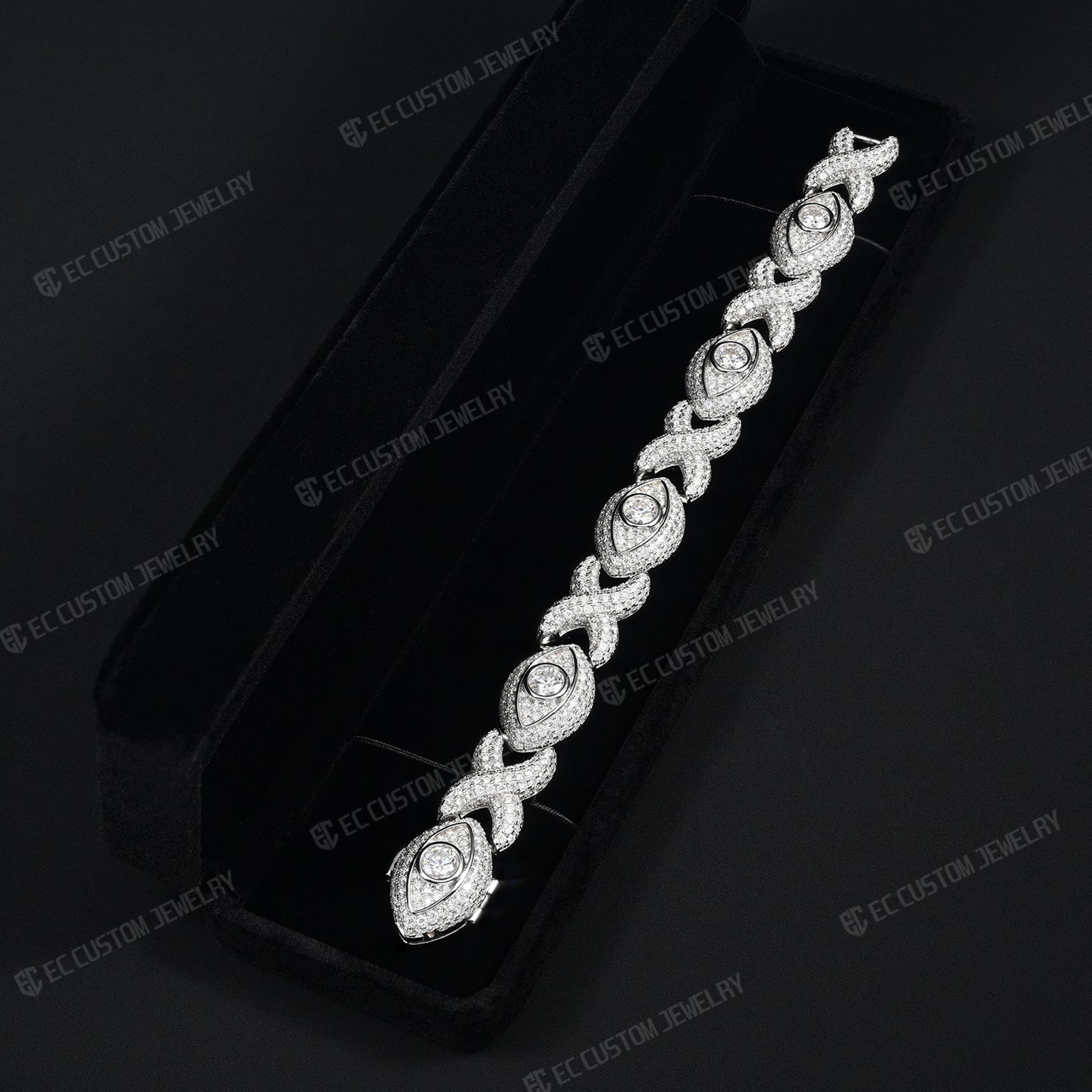 Iced Out Evil Eye Infinity Cuban Link Bracelet
