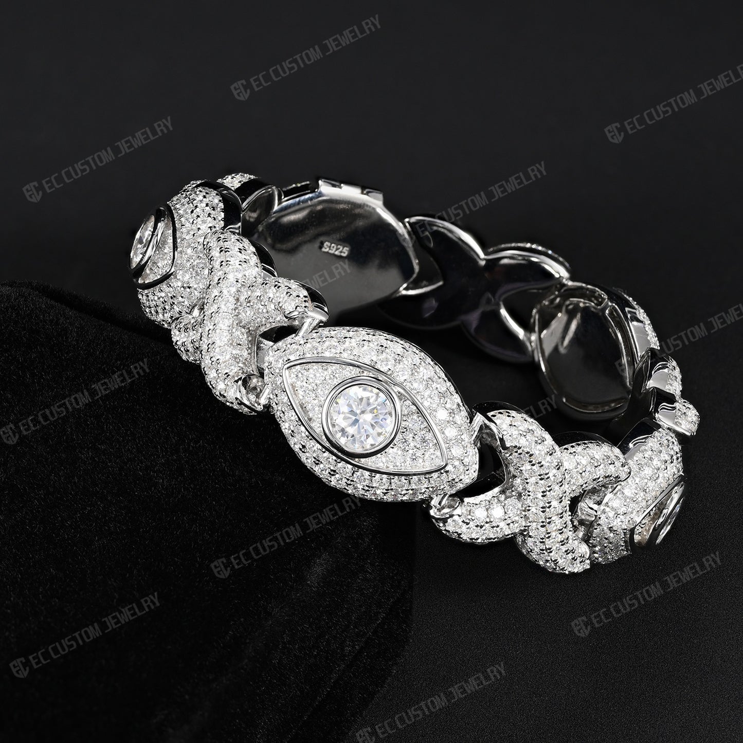 Iced Out Evil Eye Infinity Cuban Link Bracelet