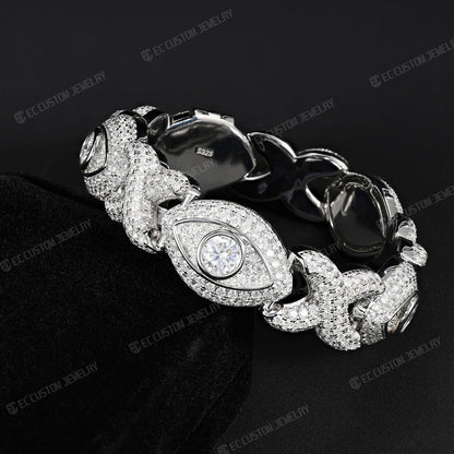 Iced Out Evil Eye Infinity Cuban Link Bracelet