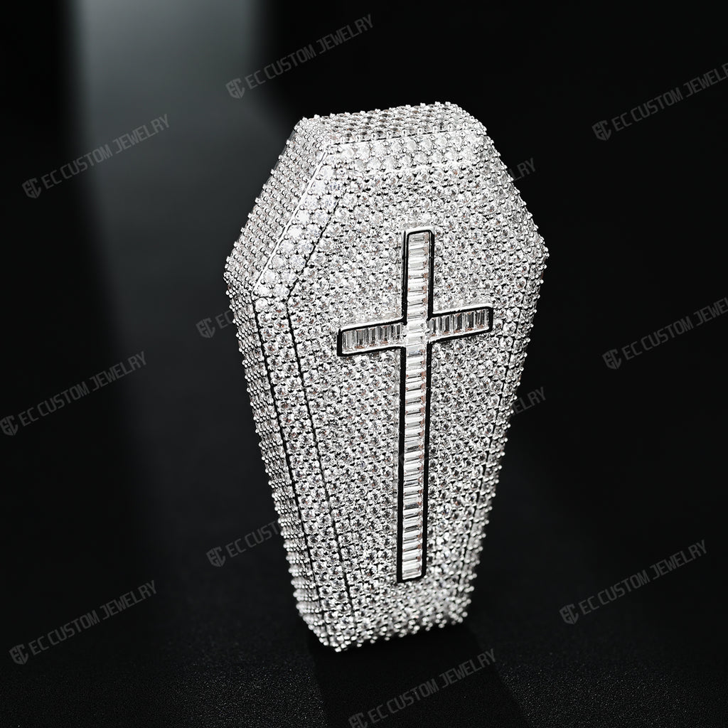 iced out Exquisite Diamond Coffin Cross upside down uprignt changable Pendant Hip hop ec custom jewelry 2