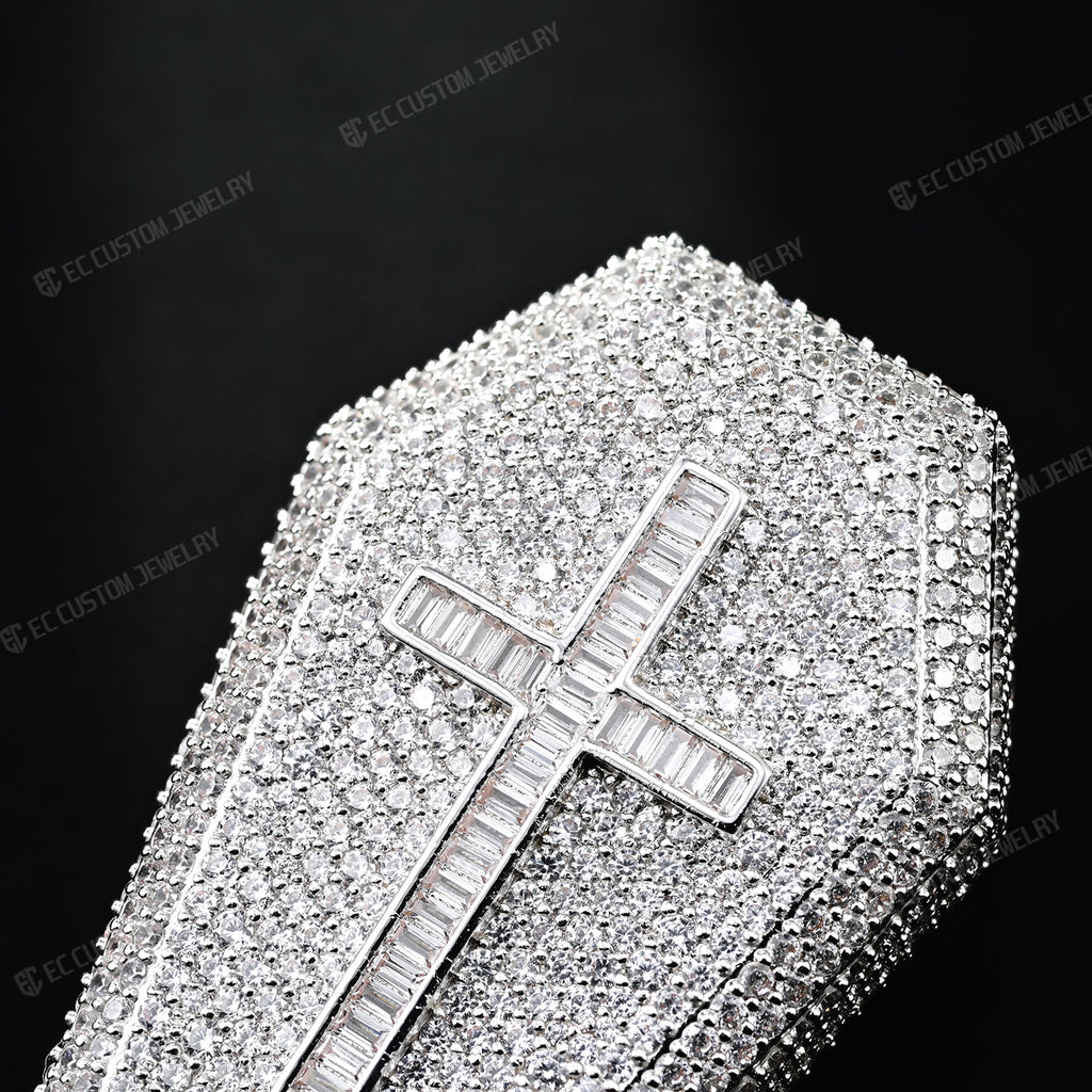 iced out Exquisite Diamond Coffin Cross upside down uprignt changable Pendant Hip hop ec custom jewelry 3