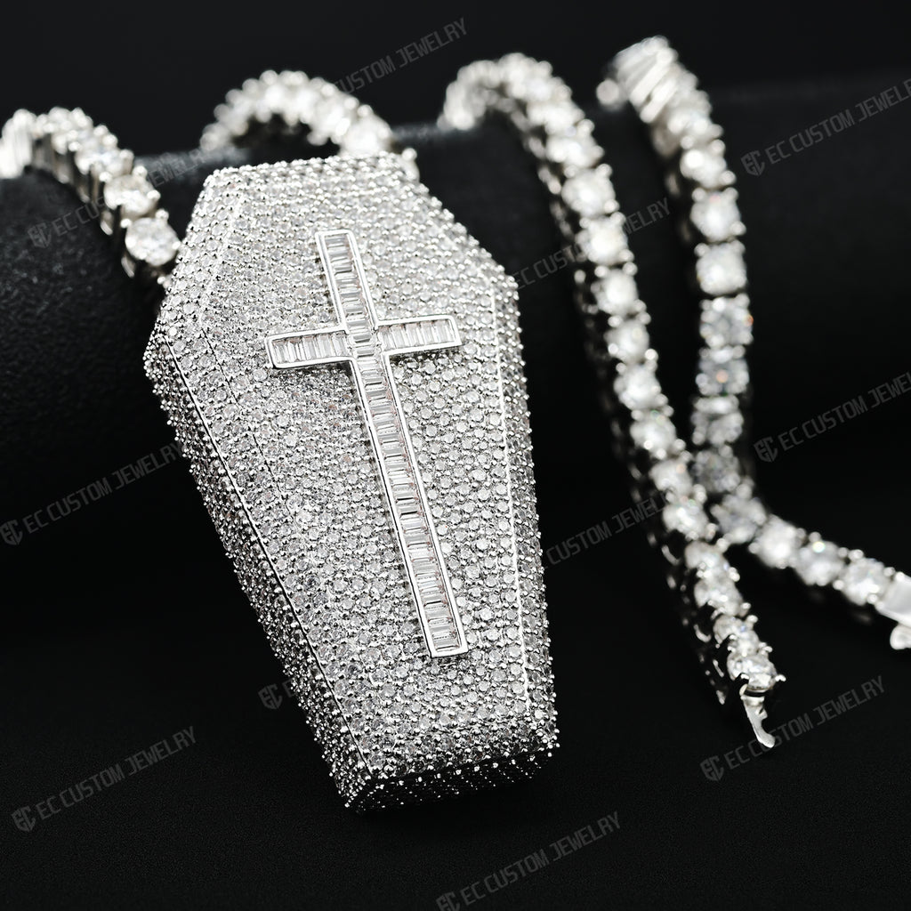 iced out Exquisite Diamond Coffin Cross upside down uprignt changable Pendant Hip hop ec custom jewelry 6