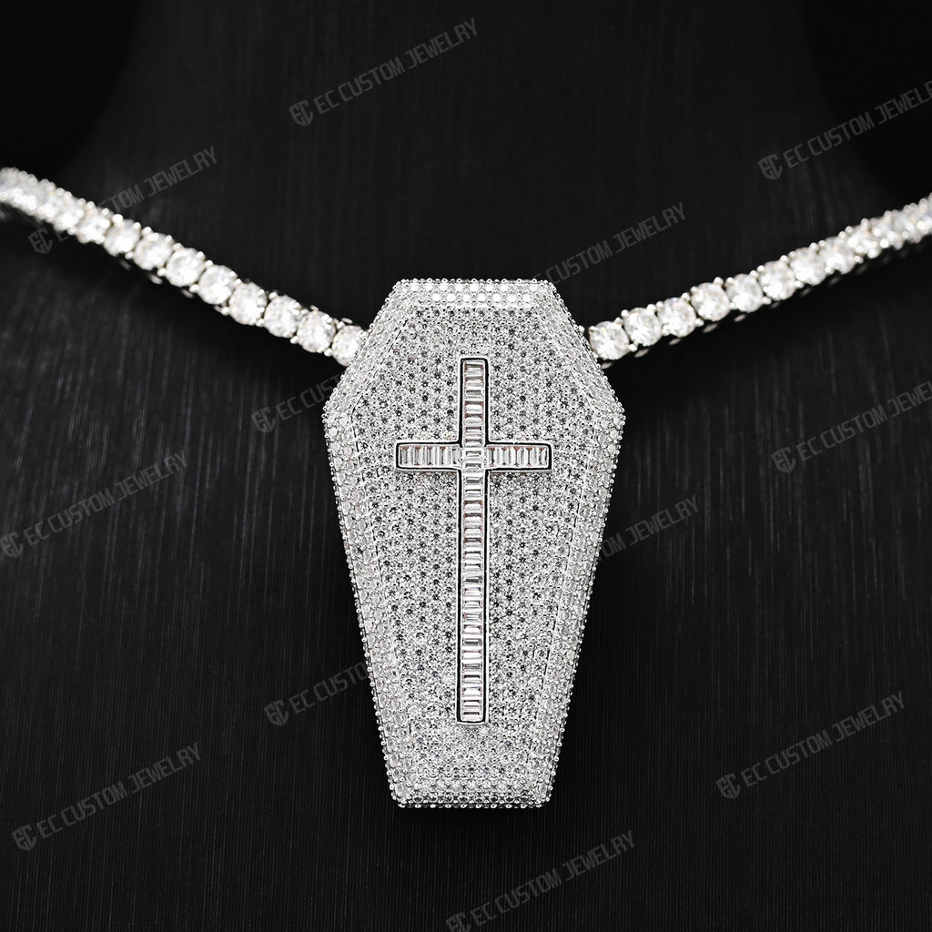 iced out Exquisite Diamond Coffin Cross upside down uprignt changable Pendant Hip hop ec custom jewelry 7
