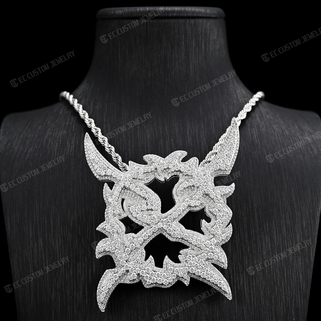 iced out x pendant ken carson jewelry S925 sterling silver opium gang