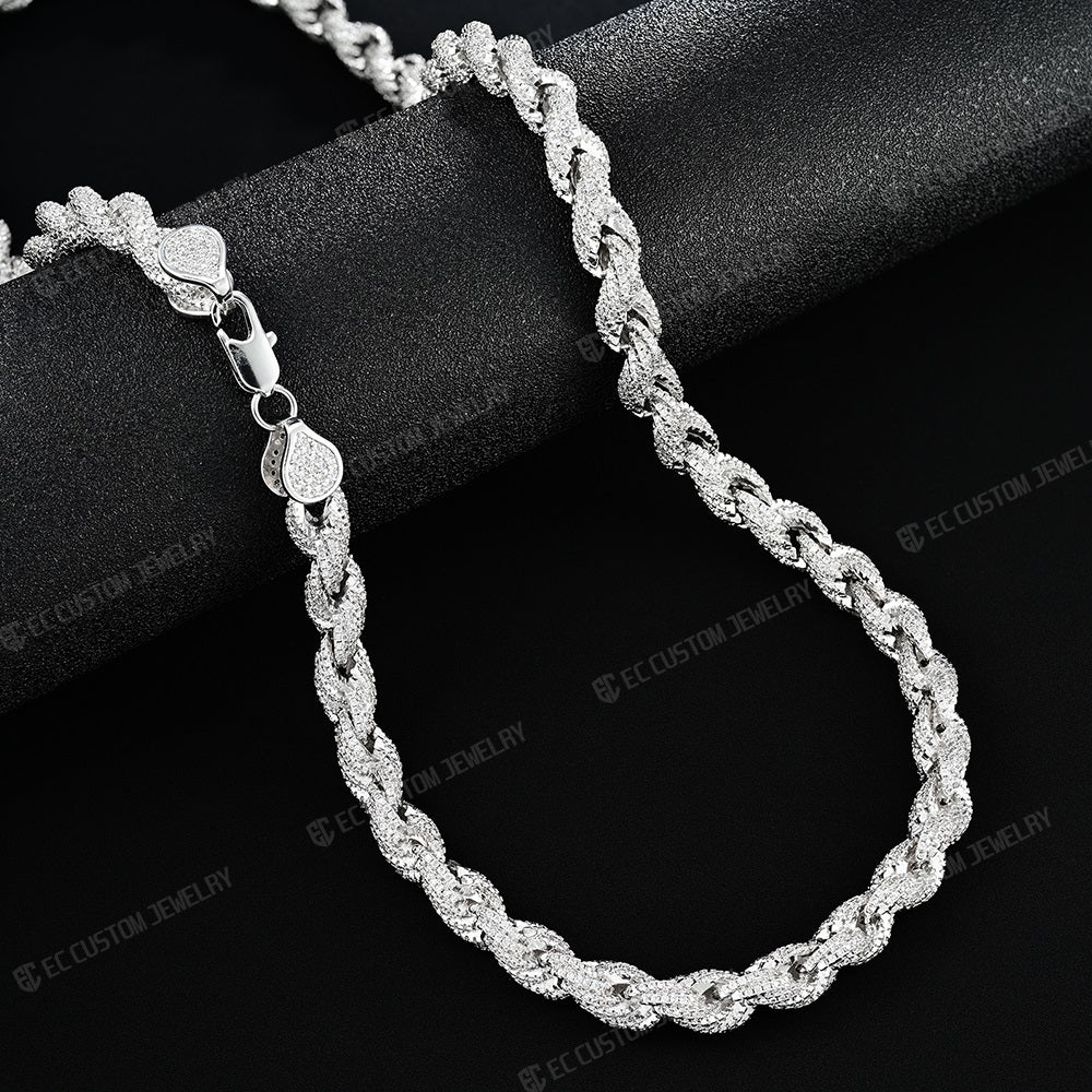 8mm Ice Out Bold Chain Full Diamonds Inlaid Rope Necklace Link Chain