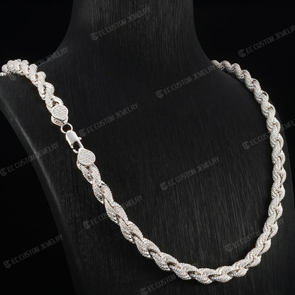 8mm Ice Out Bold Chain Full Diamonds Inlaid Rope Necklace Link Chain