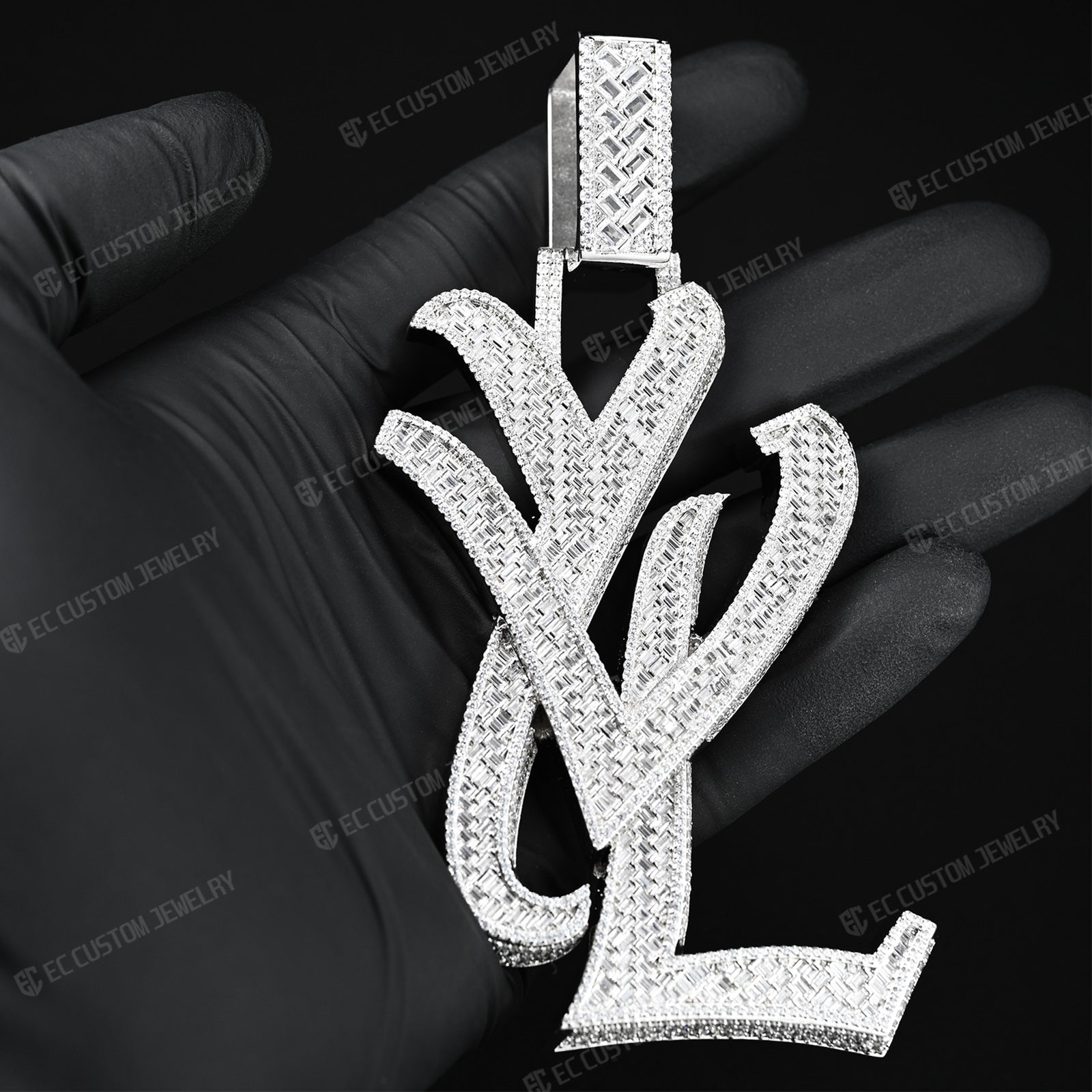 yvl ysl logo pendant hip hop rapper iced out jewelry men fashion outfit diamonds 925 silver 1