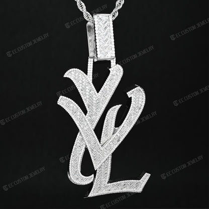 yvl ysl logo pendant hip hop rapper iced out jewelry men fashion outfit diamonds 925 silver 5