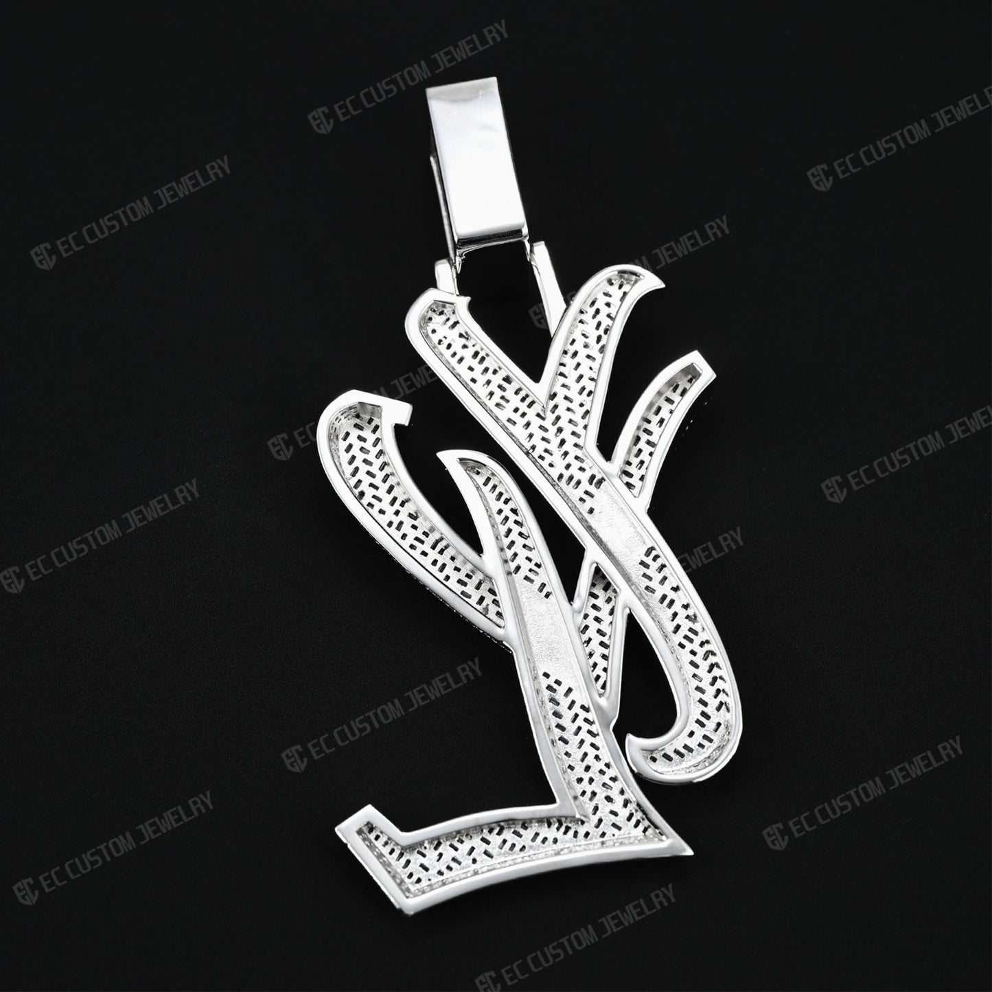 yvl ysl logo pendant hip hop rapper iced out jewelry men fashion outfit diamonds 925 silver 6