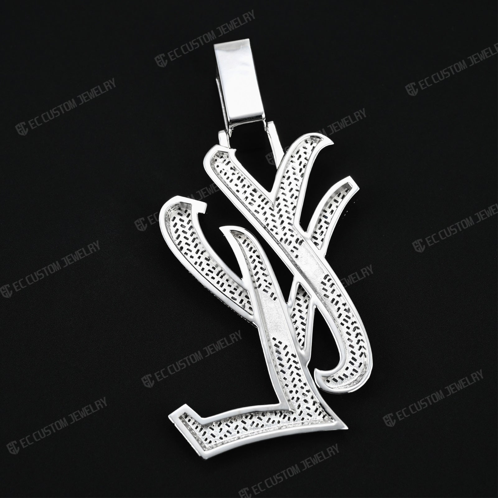 yvl ysl logo pendant hip hop rapper iced out jewelry men fashion outfit diamonds 925 silver 6