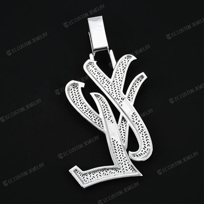 yvl ysl logo pendant hip hop rapper iced out jewelry men fashion outfit diamonds 925 silver 6