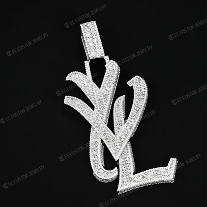 yvl ysl logo pendant hip hop rapper iced out jewelry men fashion outfit diamonds 925 silver 7